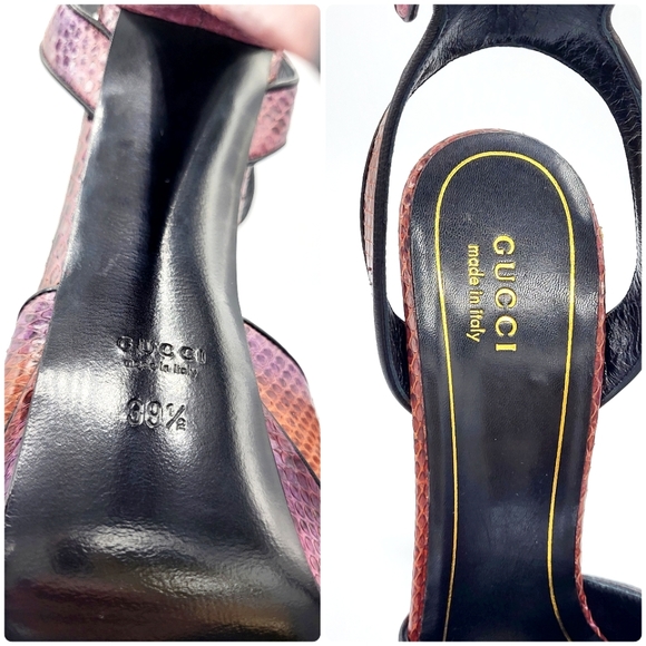 GUCCI Huston Platform Python Pumps with Ankle Strap 277958 Brown Purple 39.5 - Picture 11 of 15